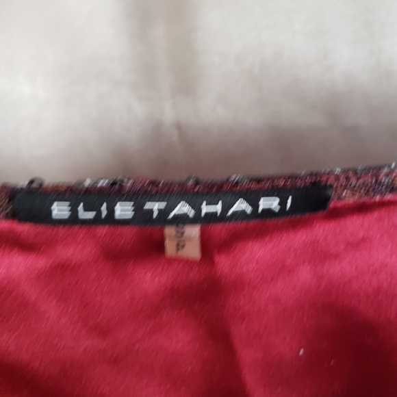 NWOT Elie Tahari red & black sequined blouse top Womens Small - Picture 5 of 5